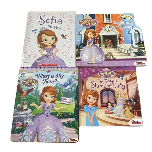 Disney Sofia the First Book Bundle Lot Where’s My Tiara Royal Slumber Party - Picture 1 of 3